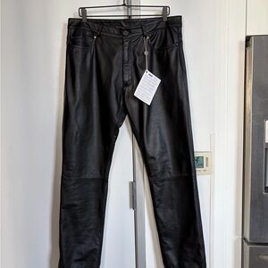 8 by YOOX Lambskin Black Leather Pants COS JIL SANDER Sz 36W/52IT made in ITALY